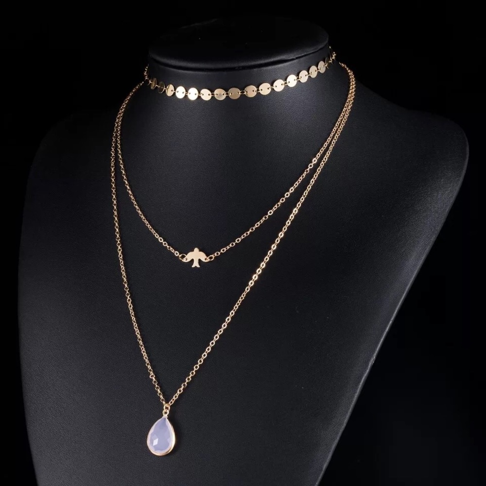Sequins Peace Dove Bird necklace - Picture 2 of 3